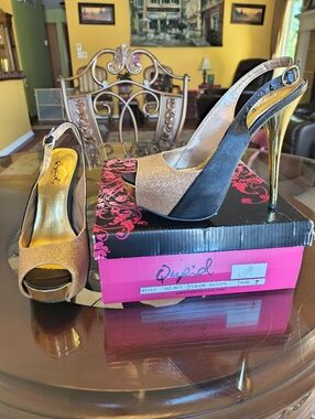 Qupid Glitter And Satin Heels